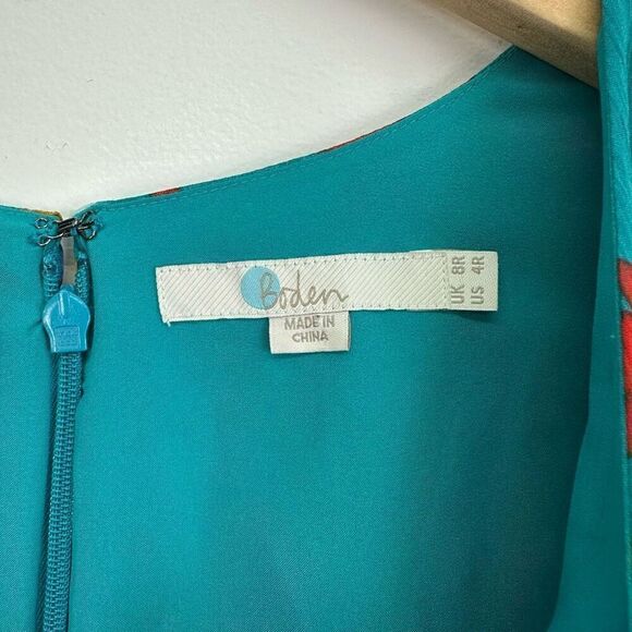 Boden Woman’s Teal Isabelle Feminine Multicolored Red Floral Midi Dress - Picture 5 of 13